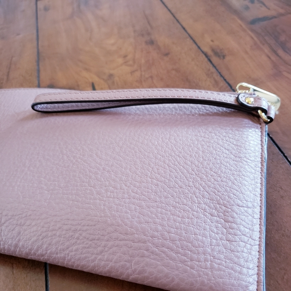 Michael Michael Kors Large Zip Jet Set Wristlet Clutch Pebbled Leather Pink - Picture 3 of 15